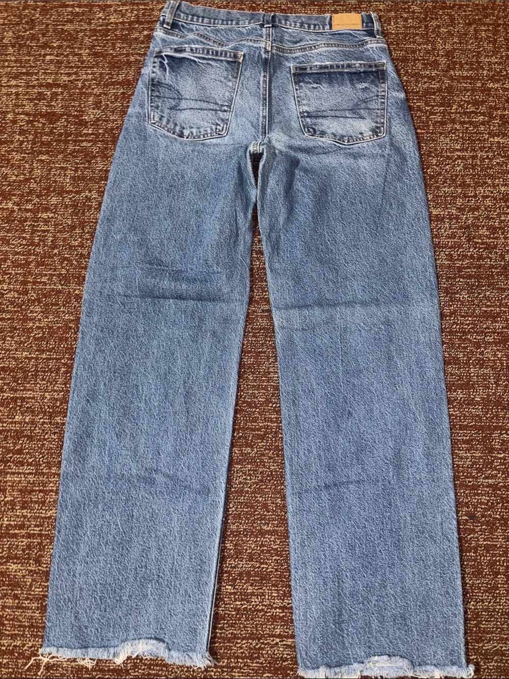 American Eagle stovepipe jeans wide leg mid rise medium wash distressed size 6 - Picture 3 of 15